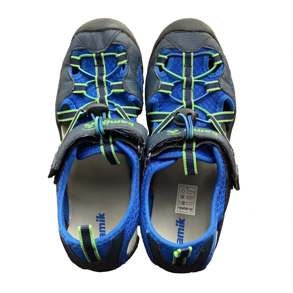 Kamik Electro Teal Water Sandal‎ Aqua Waterproof Shoe Boys 7 Youth HK8036 EUC